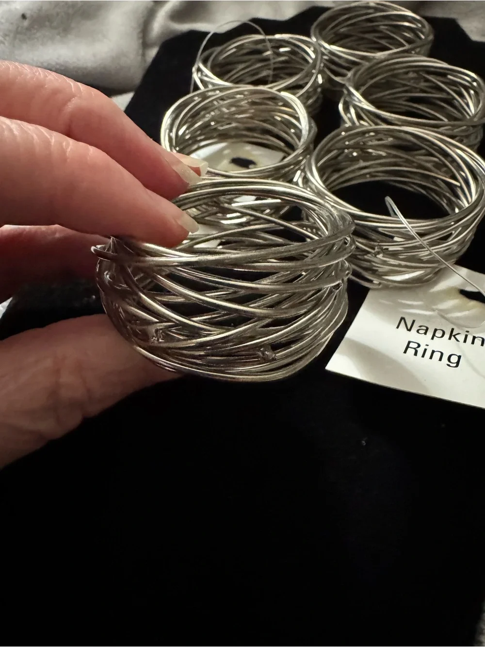 Silver Tone Twisted Wire Napkin Rings Set of 6 Unbranded